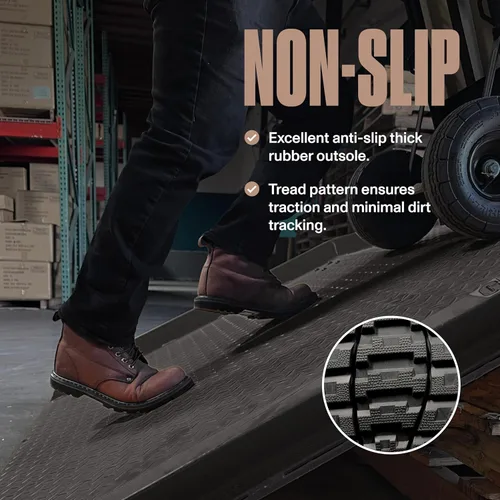 Miniatura 4 de Botas de trabajo para hombre con puntera suave, botas de cuero de 6 pulgadas para construcción, suela de goma, botas de trabajo para hombre, botas