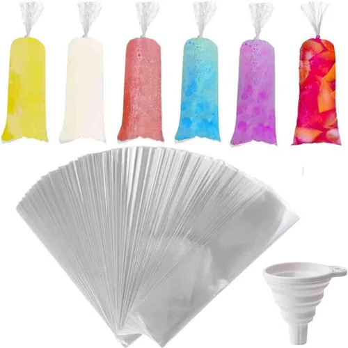 250 moldes desechables para paletas de hielo, bolsas de plástico con embudo de silicona para yogur y dulces caseros (3 x 10 pulgadas)