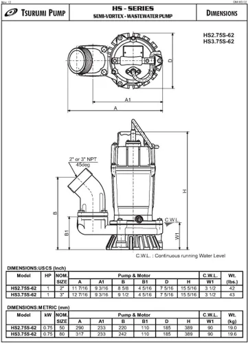 Miniatura 2 de Bomba de basura eléctrica Tsurumi