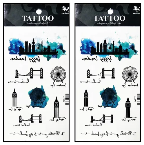 Miniatura 6 de Tatuajes 2 hojas de tatuaje temporal 3D negro mariposa líneas discontinuas para mujeres hombres espalda baja hombro cuello brazo tatuaje etiqueta