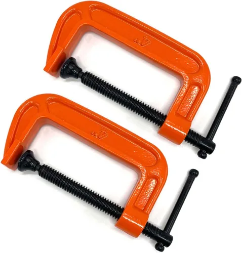 Juego de abrazaderas en C de 4 pulgadas, abrazadera en C de acero resistente de alta resistencia para carpintería, soldadura y construcción (2 (2