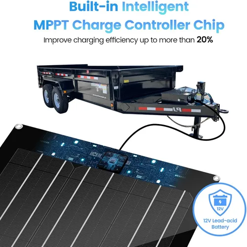 Miniatura 3 de Cargador de Batería Solar y Mantenedor, Kit de Panel Solar Zuomeng de 15W para Remolque de Volcado con Pulso de Mantenimiento Integrado