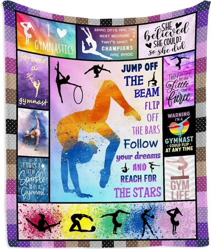 Manta de regalo de gimnasia de 60 x 50 pulgadas, regalo de gimnasia para niñas, decoración de sala de gimnasia, decoración de fiesta, ideas de