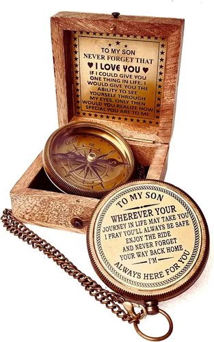 Miniatura 6 de Regalo para hijo de mamá y papá Brújula grabada de 5 cm - Regalos del padre al hijo, regalos de mamá al hijo para graduación 2025, bautizo