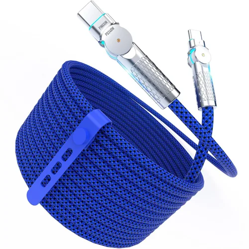 Miniatura 9 de Cable USB C a USB C de 6.6 pies, 240 W, paquete de 2 cables de carga tipo C trenzados giratorios de 180°, carga rápida para iPhone