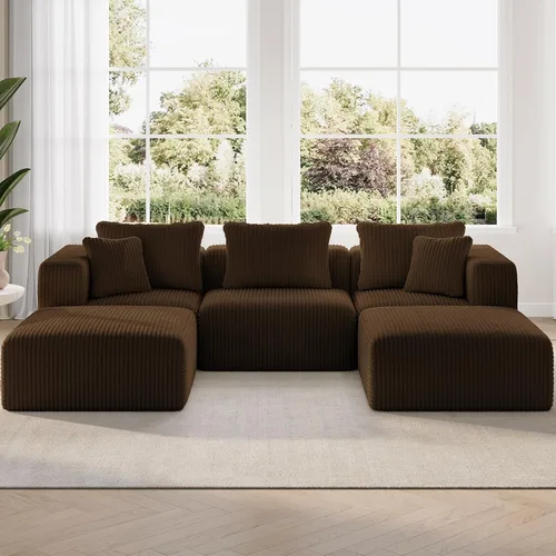 Miniatura 39 de Novilla 141" Sofá seccional modular, sofá seccional moderno en forma de nube con soporte Smarts Coil™, sofá sin huesos en forma de U para sala