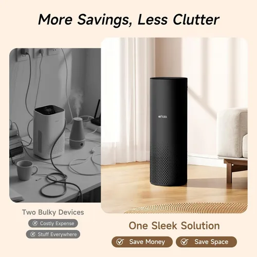 Miniatura 5 de Afloia Humidificador y purificador de aire en uno, combo de purificador de aire y humidificador evaporativo para el hogar, limpiador de aire