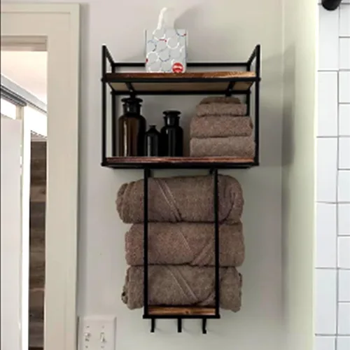MOUGIGI Toallero montado en la pared, diseño que ahorra espacio para baños pequeños, organizador versátil para toallas, mantas y más, ideal para