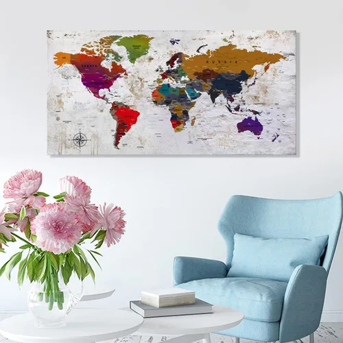 Miniatura 7 de ZEYDRT Lienzo decorativo para pared, mapa de pared, para oficina, sala de estar, decoración del hogar, mapa mundial, lienzo, decoración de pared