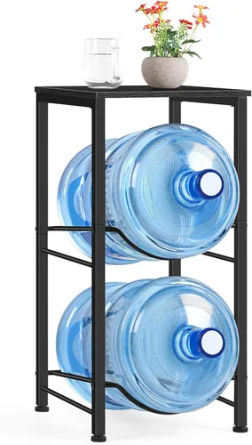 Miniatura 8 de Organizador para botellas de agua de 5 galones, soporte para jarra de agua con estantes superiores, estante de almacenamiento de jarra de 2 niveles