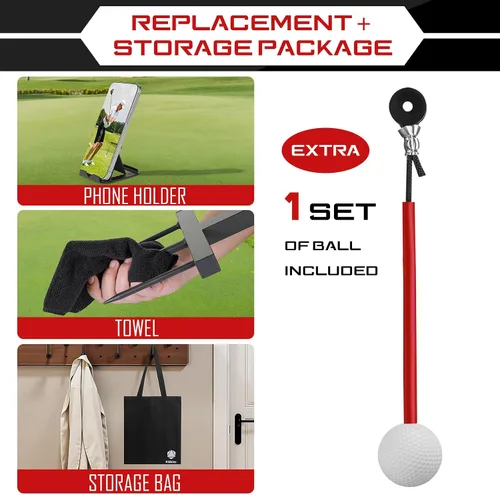 Miniatura 4 de Entrenador de Swing de Golf - Ayuda de Entrenamiento de Swing de Golf de Hierro Duradera - Accesorios de Golf para Niños y Jóvenes con Bola