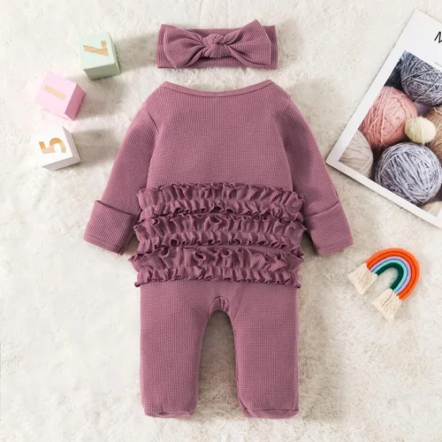 Miniatura 4 de Ropa para bebé recién nacida, con volantes, con cremallera, para llegar a casa, ropa de otoñoinvierno de 0 a 12 meses