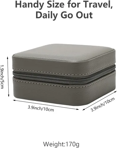 Miniatura 2 de Vee - Joyero de viaje pequeño, organizador de joyas portátil con espejo, estuche de almacenamiento para aretes, anillos, collares, regalo