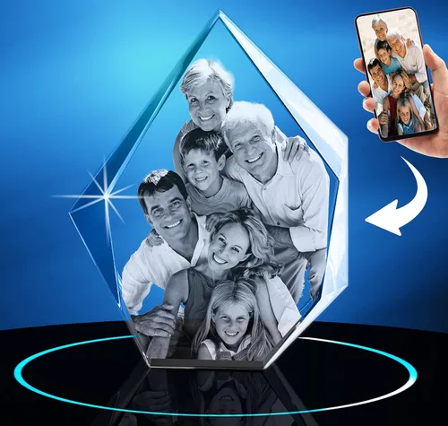 Miniatura 7 de Foto de cristal, personalizada con tu propia foto, imagen grabada con láser, marco de cristal para retrato de iceberg grabado personalizado