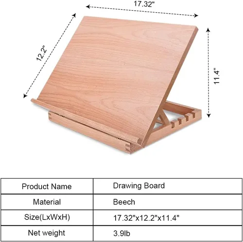 Miniatura 6 de Miratuso Caballete de mesa A3 con superficie lisa, caballete de pintura plegable de madera con capacidad para lienzo de más alto hasta 21 pulgadas