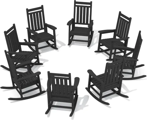 Miniatura 46 de SEWALL Mecedora de polietileno de alta densidad para adultos, mecedora de gran tamaño para exteriores, para patio, porche, Aruba