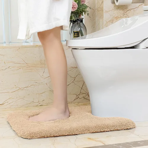Miniatura 2 de VANZAVANZU Alfombras de inodoro para baño en forma de U, alfombras de baño de contorno para baño, antideslizantes, extra suaves, absorbentes