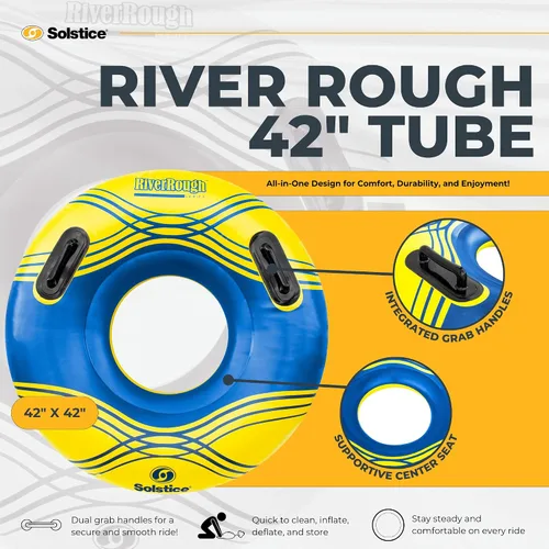 Miniatura 2 de SOLSTICE Flotador inflable para río, balsa de río, flotador, tubo de piscina, 1 persona, tamaño de 42 pulgadas, asas de agarre para ríos, lago