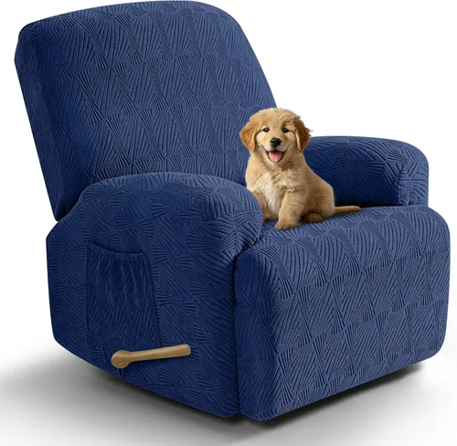 Miniatura 29 de VANSOFY Fundas para sillas reclinables, 4 piezas, elásticas, de tela jacquard, suave funda para silla reclinable, protector de muebles con parte