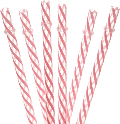 Miniatura 6 de Dakoufish 12 pajitas gruesas de plástico reutilizables de 11 pulgadas, sin BPA, pajitas para tarros de masón, color a rayas pequeñas