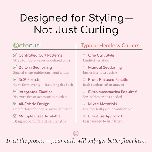 Miniatura 8 de Octocurl Diadema sin calor, rizadores de pelo para dormir, rizadores sin calor para cabello largo (algodón, rosa)