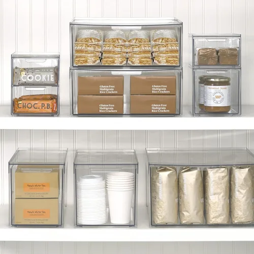 Miniatura 7 de mDesign Contenedores de Almacenamiento Apilables con 2 Cajones Extraíbles - Organizadores de Cajones de Plástico Apilables para Baño Principal