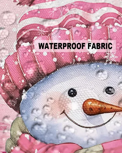 Miniatura 5 de Funda de almohada de invierno para exteriores, diseño de muñeco de nieve, pino, rosa, impermeable, paquete de 2 fundas de almohada con copos