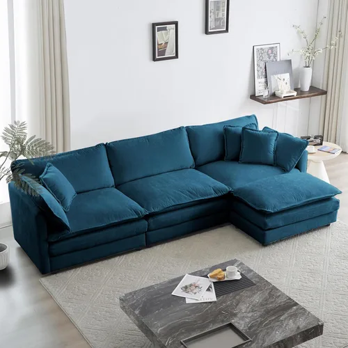Miniatura 10 de GNIXUU 76" Modular Sectional Sofa, Beige Loveseat Sofa Cloud 2 Seater Couch, Comfy Chenille Love Seats 25" Deep Seat with 2 Pillows for Small Spaces