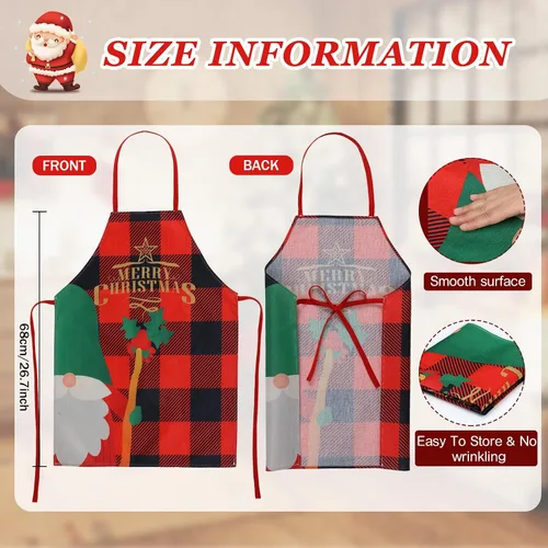 Miniatura 3 de Suhine 9 delantales de Navidad a cuadros rojos y negros para mujeres y hombres, árbol de Navidad, muñeco de nieve, vacaciones, cocina, hornear