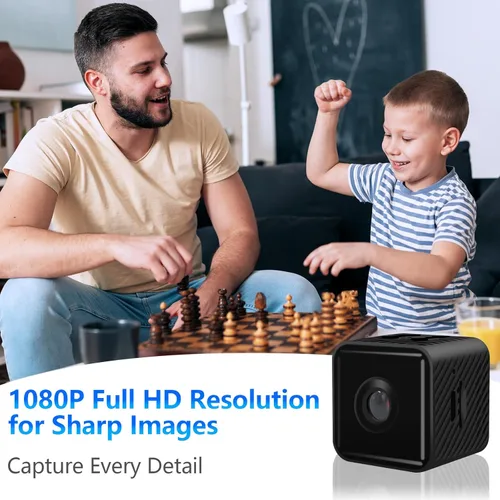 Miniatura 5 de Mini cámara de seguridad, cámara pequeña inalámbrica HD de 1080P, cámara de niñera WiFi para interiores con detección de movimiento y visión