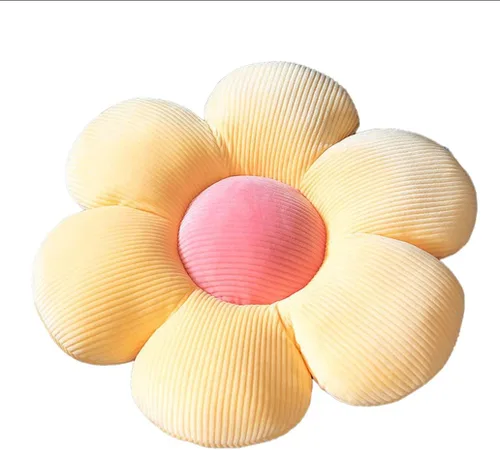 Miniatura 10 de ELONEL Almohada con forma de flores, asiento de oficina, cojín de automóvil, color crema (21.6 pulgadas)