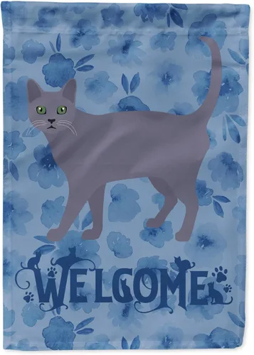 Miniatura 224 de Caroline's Treasures CK4813CHF - Bandera de bienvenida con gato abisinio azul, manga grande, para porche, para colgar en la pared, poliéster