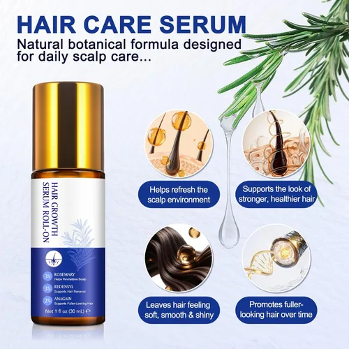 Miniatura 8 de Suero para el crecimiento del cabello, 1.0 fl oz de aceite para el crecimiento del cabello con 3% de romero, 3% de redensyl, 2% de nuevo, suero