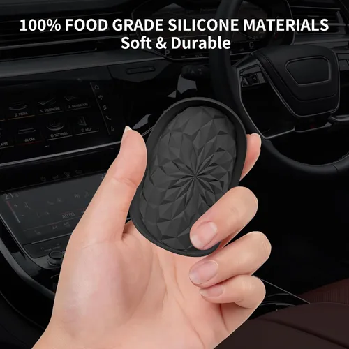 Miniatura 6 de ME.FAN Posavasos de automóvil para portavasos [4 unidades] – Alfombrillas empotradas de silicona de 2.75 pulgadas – Accesorios universales Paquete