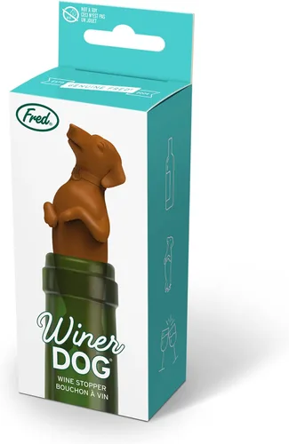 Miniatura 6 de Genuine Fred WINER DOG Tapón para botella, tapón de vino de silicona con bonito diseño de perro salchicha – Mantiene un sello hermético – Divertido