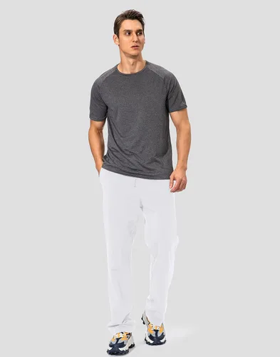 Miniatura 6 de Pudolla - Pantalones deportivos de algodón para hombre, para yoga, pantalones deportivos con parte inferior abierta, informal, pantalones de jersey