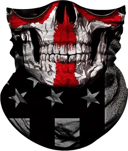 Miniatura 14 de Obacle Bandana máscara facial cuello polaina tubo máscara hombres mujeres para protección solar contra el polvo Bandera de calavera blanca y negra