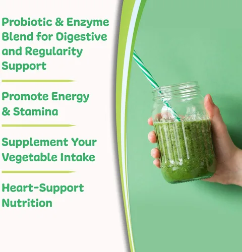 Miniatura 5 de New Vitality Royal Greens Ultra Superfood Polvo vegetal saludable con probióticos, enzimas, antioxidantes, pasto de trigo y verduras, 10.75 onzas