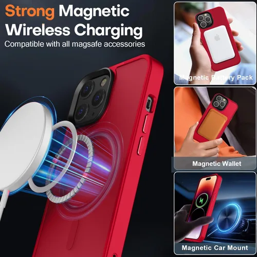 Miniatura 27 de Fuerte magnético para iPhone 11, compatible con Magsafe, [resistente a caídas de 13 pies] Funda trasera translúcida mate con sensación de piel