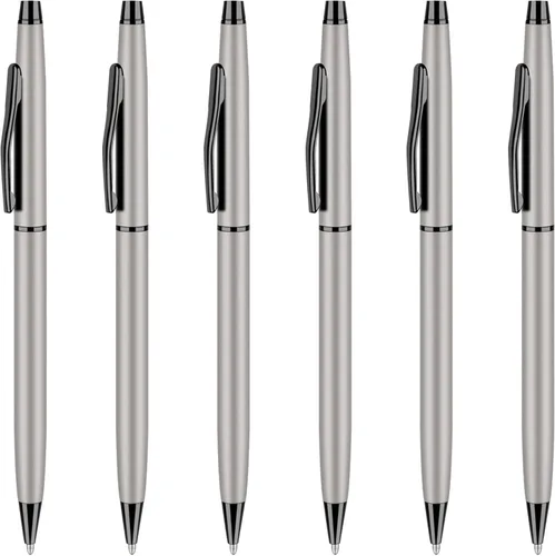 Miniatura 8 de Unibene 6 bolígrafos retráctiles metálicos delgados – negro mate y plateado, bonito regalo para negocios, oficina, estudiantes, profesores, bodas