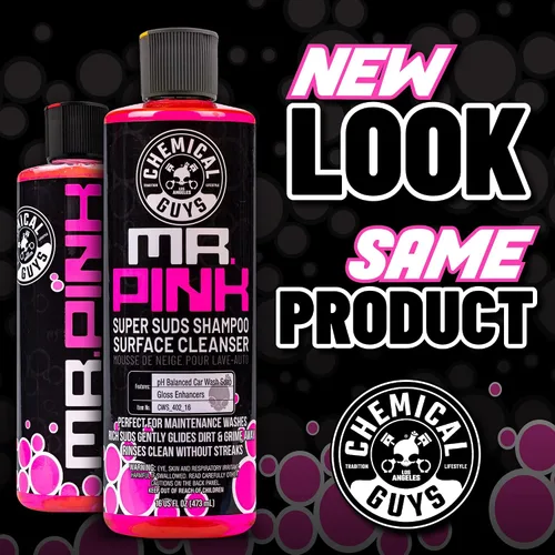 Miniatura 16 de Chemical Guys CWS_402A - Paquete de lavado de autos, secado y brillo – Jabón espumoso Mr. Pink, 128 onzas líquidas (1 galón) + ayuda de secado que