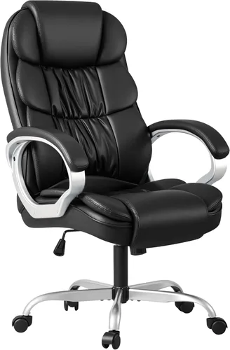 Homall Silla de oficina con respaldo alto, silla de escritorio para computadora de tarea, de cuero PU, altura ajustable, moderna silla giratoria