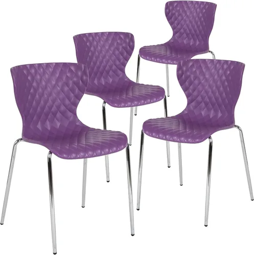 Miniatura 10 de Flash Furniture Lowell Silla apilable de plástico negro con asiento en cascada