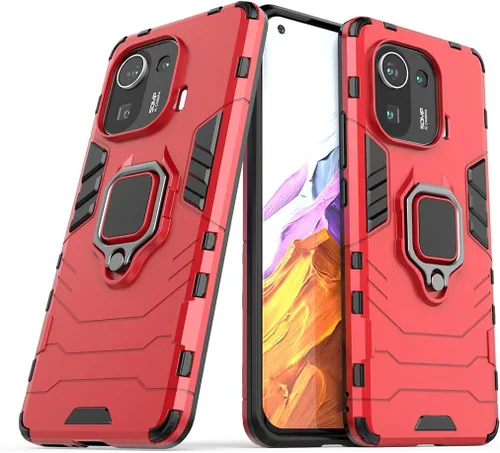 Miniatura 6 de Compatible con funda Xiaomi Mi 11 Pro, soporte de anillo de metal a prueba de golpes (funciona con soporte magnético para automóvil), cubierta Azul