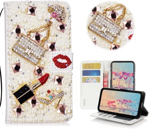 Miniatura 4 de Bling - Funda tipo cartera para teléfono compatible con Samsung Galaxy Z Fold 2 5G, elegante, 3D, hecha a mano, diseño floral, soporte magnético