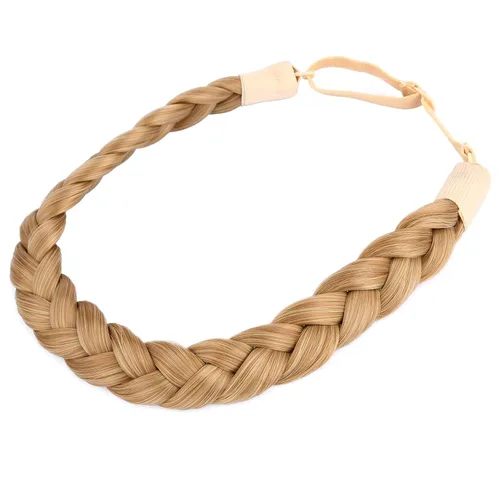 Miniatura 43 de Diadema clásica de cabello sintético trenzado, trenzas gruesas y anchas, extensión de cabello con elástico para mujeres y niñas, accesorio
