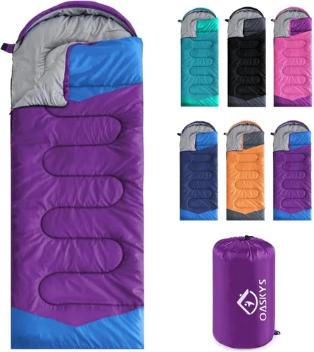 Miniatura 10 de Oaskys - Saco de dormir para acampar, para 3 estaciones, clima cálido y fresco, verano, primavera, otoño, ligero, resistente al agua, para adultos