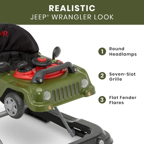Miniatura 5 de Jeep Classic Wrangler 3 en 1 Crece Conmigo Andador de Actividades - Cuenta con música, luces, bandeja de juego extraíble, modo andador de empuje, se
