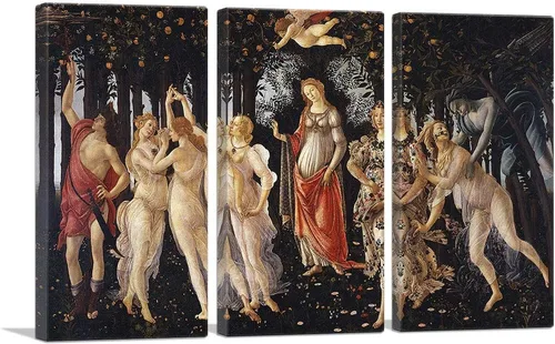 Miniatura 10 de ARTCANVAS Sandro Botticelli - Lienzo decorativo de la alegoría de la primavera de 1482 de La Primavera de 1482 con marco estirado, póster con imagen