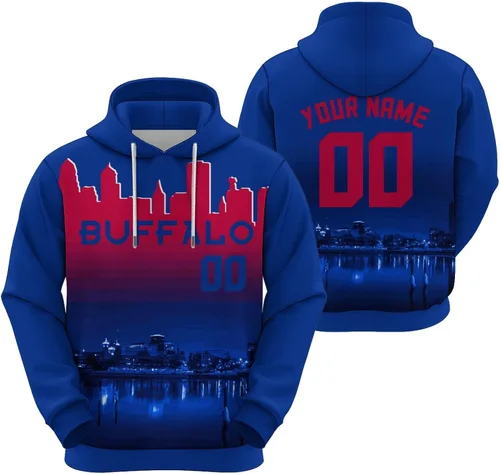 Miniatura 22 de Custom Football Hoodies City Night Skyline Personalized Sweatshirt Name Number Fan Gift Pullover for Men Women Youth